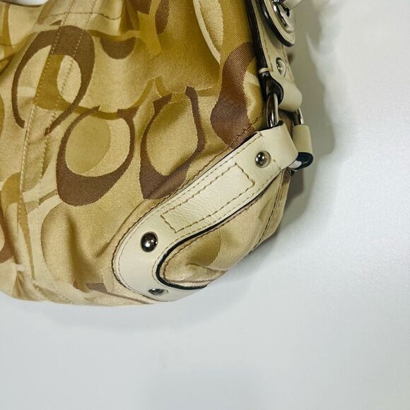 Coach Carly Ivory Cream Tan Monogram Shoulder Bag Purse - Picture 2 of 15